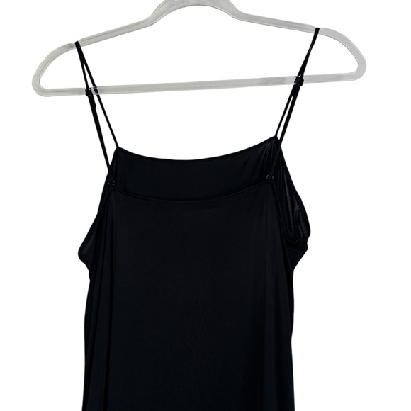 AKRIS PUNTO US 12 Black Vegan Silk Slip Dress Viscose Square Neck LBD Basic Mod - Picture 6 of 13